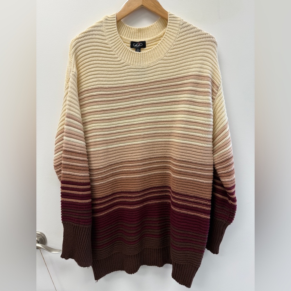 GiGiO USA Striped Beige and Brown Sweater Size Small